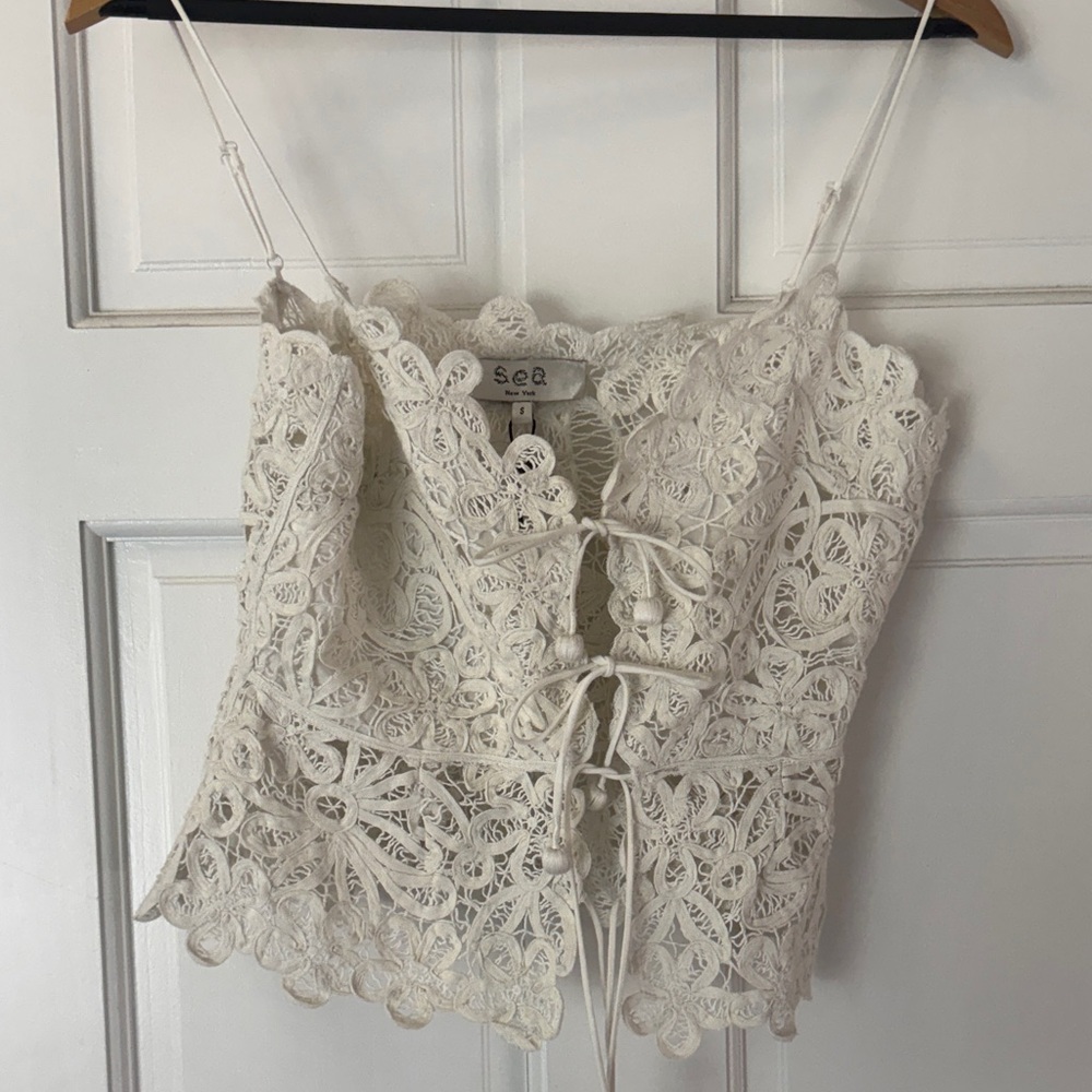 Sea White Crochet Lace Camisole